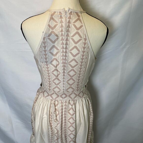 FHQ Collection Geometric High Square Neck Cut Out Maxi Dress Boho Size Small - Picture 10 of 14